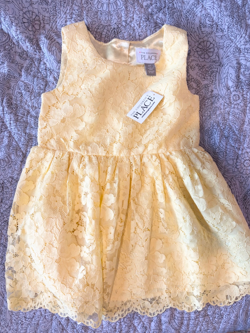 NWT Children’s Place yellow, lace, sleeveless girl dress 2T
